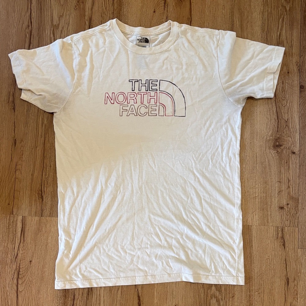 The North Face Cream Crewneck T-Shirt with Black Logo Print